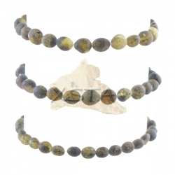 Raw dark green amber bracelet